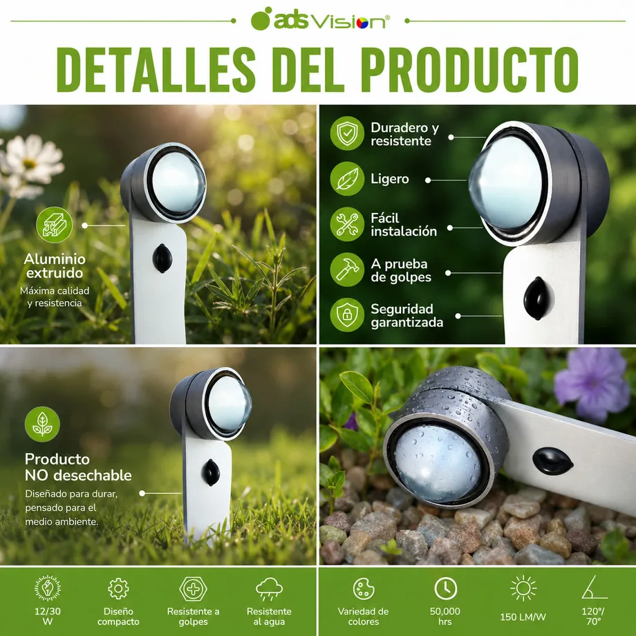 Anuncio hecho con IA para ADS Vision: detalles del producto de iluminación