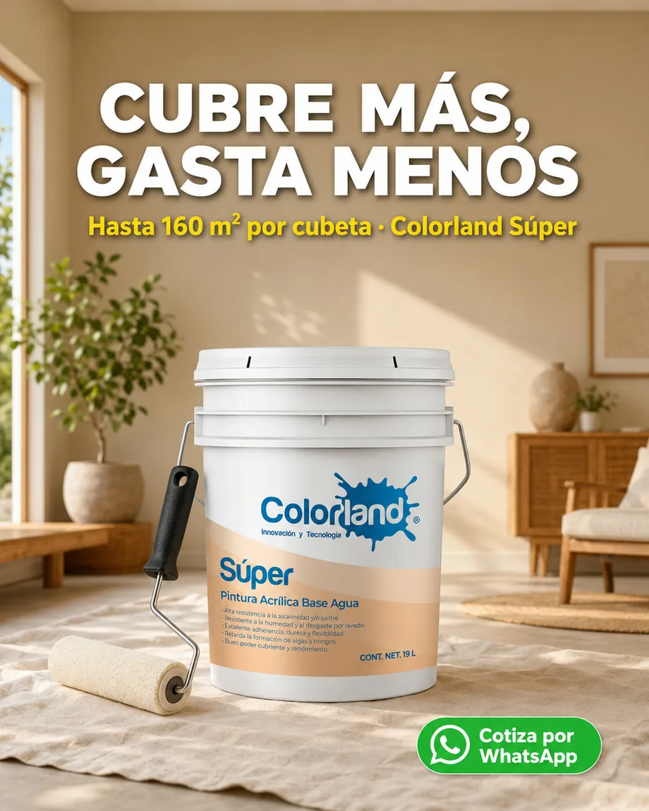Anuncio hecho con IA para Colorland: pintura Súper, cubre más gasta menos